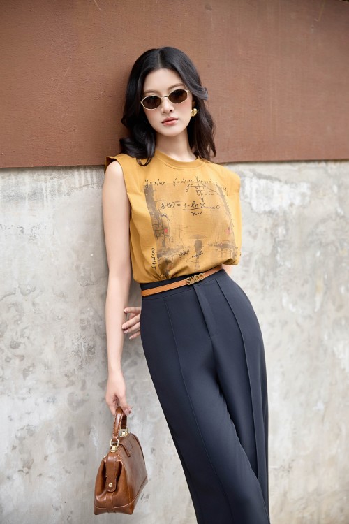 Sixdo Black Woven Loose Pants